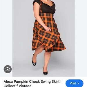 SOLD on BST 
Plaid Orange and Black Swing Skirt